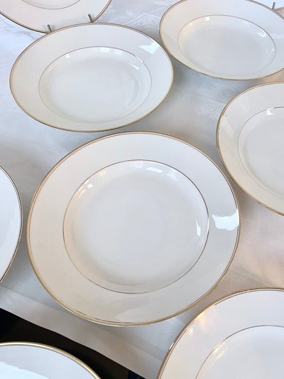 10 piatti fondi in porcellana di Limoges - Jean Pouyat - Servizio da tavola