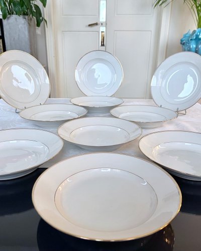 10 piatti fondi in porcellana di Limoges - Jean Pouyat - Servizio da tavola
