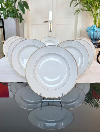 10 piatti fondi in porcellana di Limoges - Jean Pouyat - Servizio da tavola