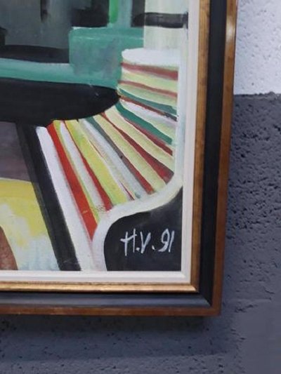 Henri Van Wynsberghe Gouache su cartoncino firmato e datato 91