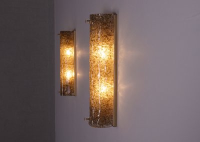 Pair of sconces in amber Murano.