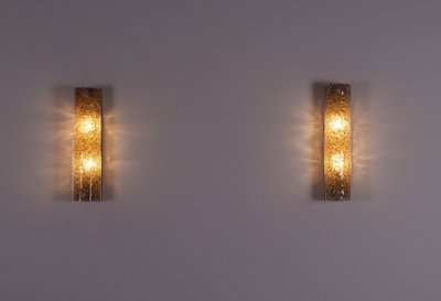 Pair of sconces in amber Murano.