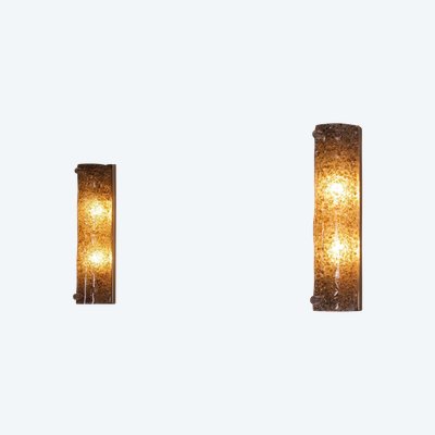 Pair of sconces in amber Murano.