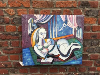 Pottet R. "jeune Femme Au Livre" Oil on Canvas Signed Bottom Right - 50x60