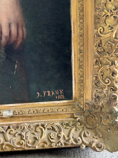Important Portrait De La Comtesse Cécile D’ Aspies - Huile Sur Toile Signé Frank 1888 H 164 cm