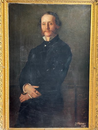 Importante ritratto del conte Henry D' Aspies - Olio su tela firmato Frank 1889 H 164 Cm