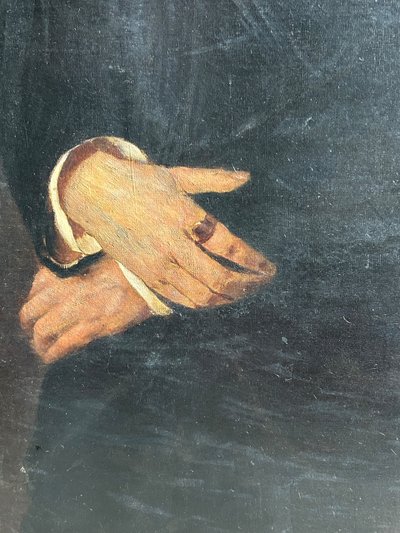 Importante ritratto del conte Henry D' Aspies - Olio su tela firmato Frank 1889 H 164 Cm