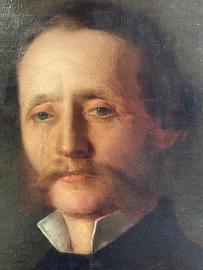 Importante ritratto del conte Henry D' Aspies - Olio su tela firmato Frank 1889 H 164 Cm