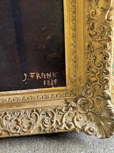 Importante ritratto del conte Henry D' Aspies - Olio su tela firmato Frank 1889 H 164 Cm