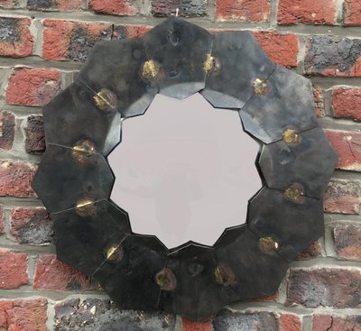 Metal And Brass Mirror , Circa 1970