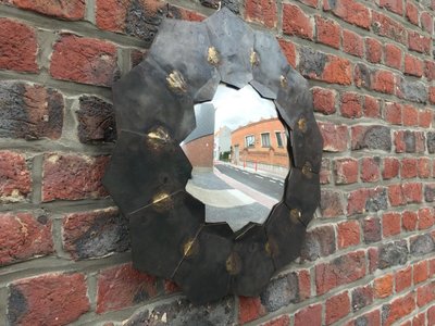 Metal And Brass Mirror , Circa 1970