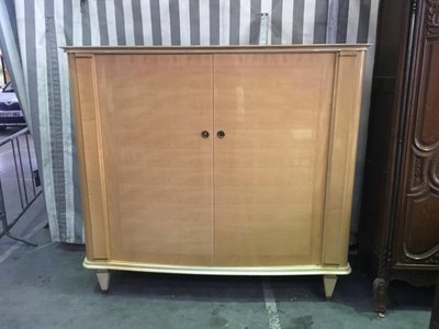 Art Deco Period Wardrobe in Sycamore, Lacquered Wood and Brass Circa 1940