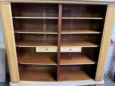 Art Deco Period Wardrobe in Sycamore, Lacquered Wood and Brass Circa 1940