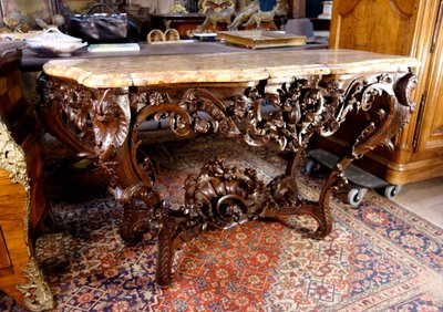 Consolle Luigi XV in rovere e marmo di Breche d'Alep