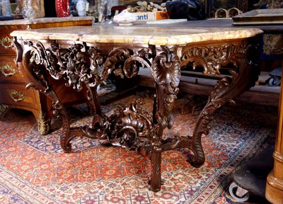 Consolle Luigi XV in rovere e marmo di Breche d'Alep