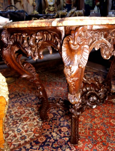 Consolle Luigi XV in rovere e marmo di Breche d'Alep