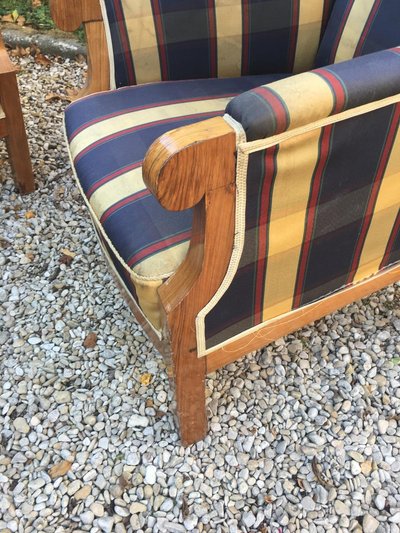 Antique Large Wingback Armchairs in Walnut, Possibly Scandinavian Work