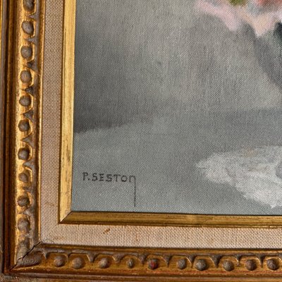 Öl auf Leinwand Stillleben Rosenstrauß von Paul Seston XX.