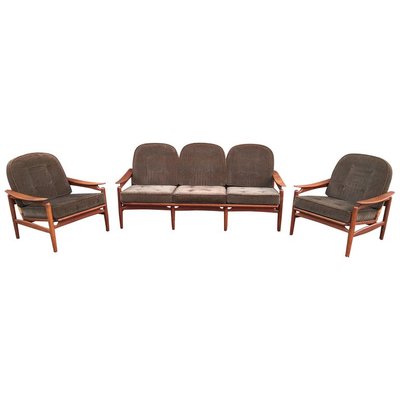 Important Scandinavian Teak And Rattan Living Room, Circa 1960/1970