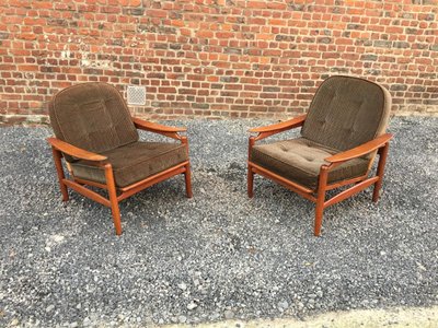 Important Scandinavian Teak And Rattan Living Room, Circa 1960/1970