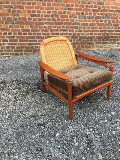 Important Scandinavian Teak And Rattan Living Room, Circa 1960/1970