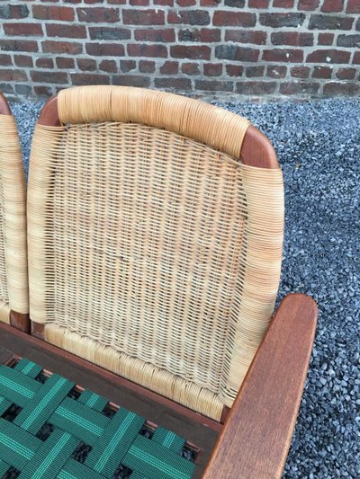 Important Scandinavian Teak And Rattan Living Room, Circa 1960/1970
