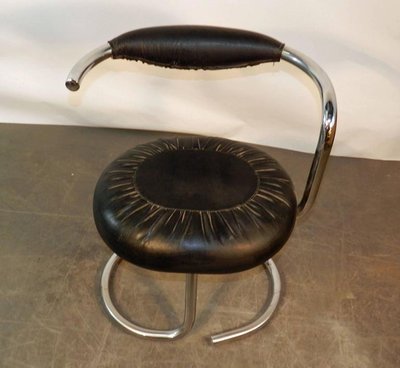 Giotto Stoppino, 10 Chrome And Moleskine Chairs Italy 1970