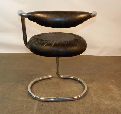 Giotto Stoppino, 10 Chrome And Moleskine Chairs Italy 1970