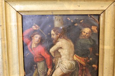Huile Sur Cuivre Flagellation Du Christ Fin XVII