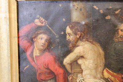 Huile Sur Cuivre Flagellation Du Christ Fin XVII
