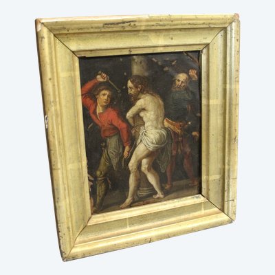 Huile Sur Cuivre Flagellation Du Christ Fin XVII