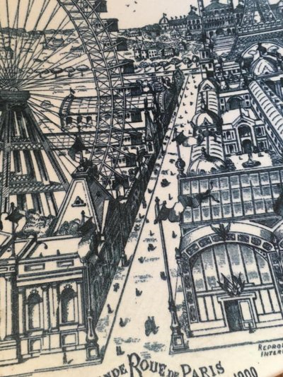 Grande piatto in ceramica, "la Grande Roue De Paris, exposition Universelle De Paris" Circa 1900
