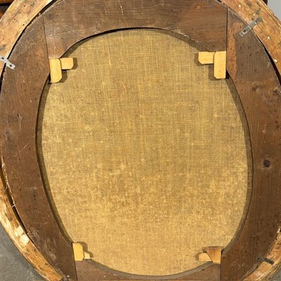Antico dipinto olio su tela Ovale XVIII sec Gesù e il Cireneo. Cornice foglia oro . Mis 88 x cm 76 