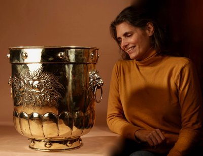  Large brass planter / log bin / peat bin from Dinanderie.