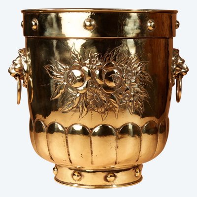 Large brass planter / log bin / peat bin from Dinanderie.