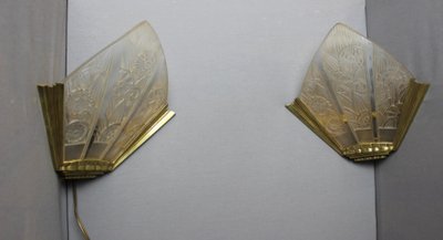Coppia di appliques angolari Art Déco di Hettier Et Vincent