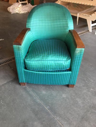Coppia di poltrone Art Déco in mogano e tessuto, 1930 circa