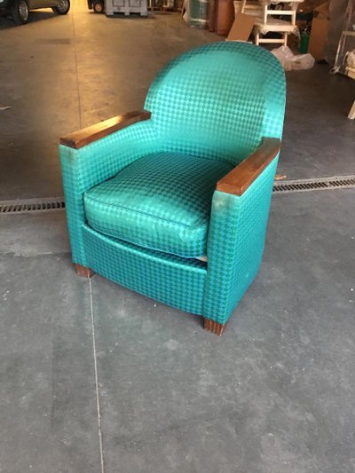 Coppia di poltrone Art Déco in mogano e tessuto, 1930 circa