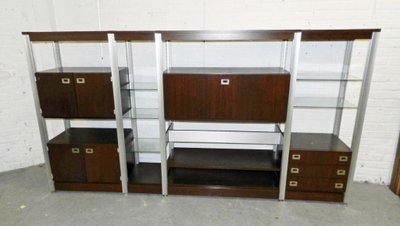 Large Aluminium and Rosewood Bookcase Circa 1970