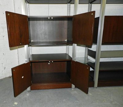 Large Aluminium and Rosewood Bookcase Circa 1970