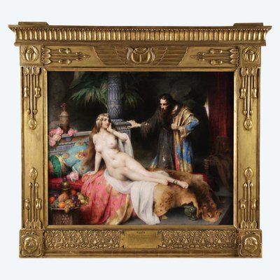Oriental nude odalisque oil painting on canvas " Thais" by Adrien Tanoux 1920 