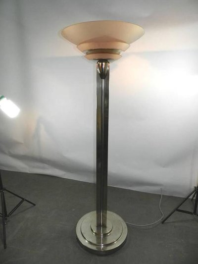 Jean Perzel ,Very Rare Art Deco Floor Lamp , Model 32 , In Nickele Bronze.circa
