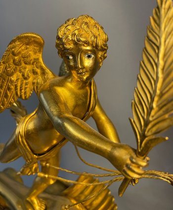 Pendule Empire "Char de l'Amour" en bronze - Jean Simon Deverberie