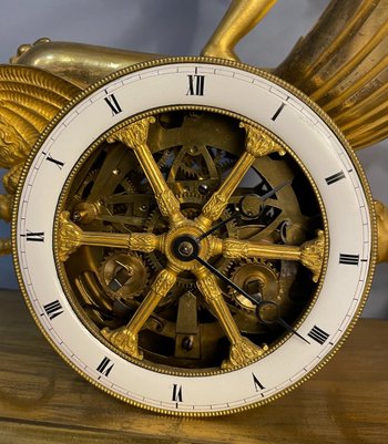 Pendule Empire "Char de l'Amour" en bronze - Jean Simon Deverberie