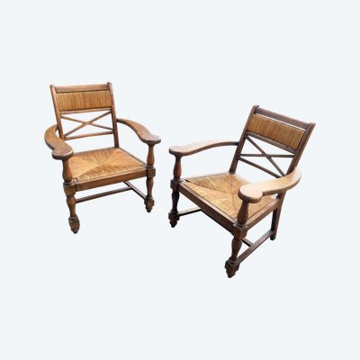 Paire d'Intéressants Fauteuils Neo Classique, Circa 1940