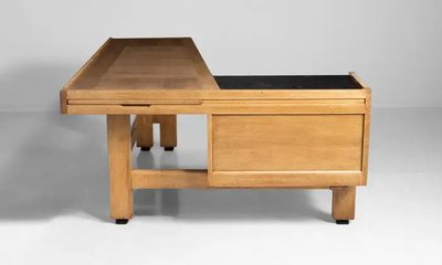 Guillerme Et Chambron, Large Oak Desk Edition Votre Maison Circa 1950