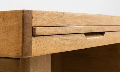 Guillerme Et Chambron, Large Oak Desk Edition Votre Maison Circa 1950