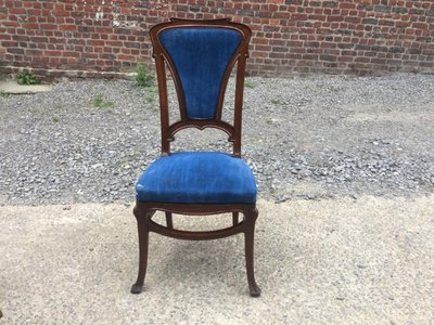 Pair Of Art Nouveau Mahogany Chairs, Ecole De Nancy, Circa 1900