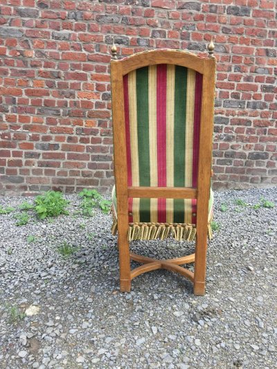 Suite Of 8 Brutalist Oak Seats Circa 1950