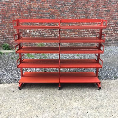 Grande scaffale modulare bifacciale in ferro laccato 1970/1980 circa